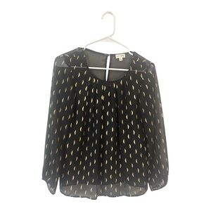 Maison Jules Black Blouse with Gold Pattern
